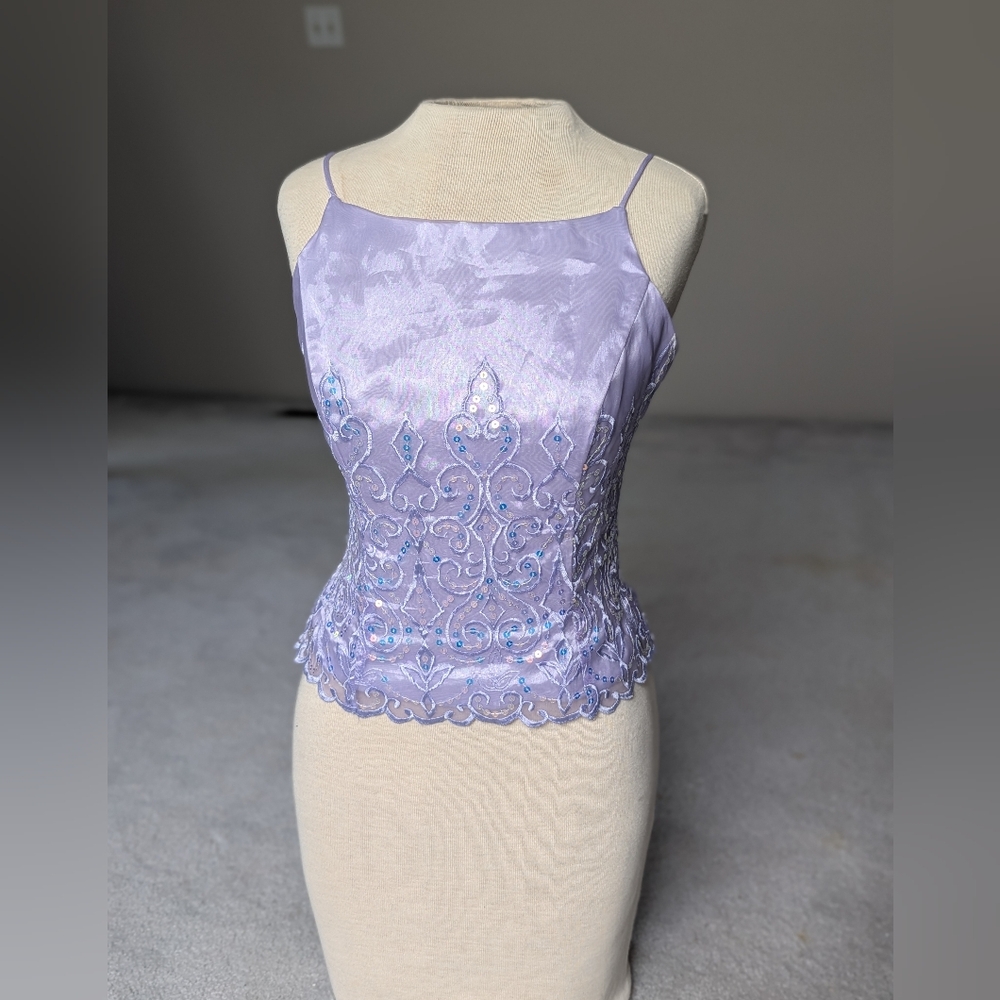 Blondie Nights Vintage Lavender Fairycore Strappy Corset Dress Top